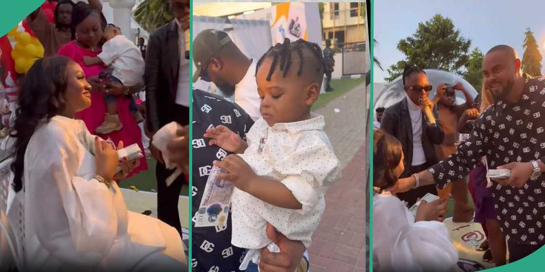 BBNaija's Chomzy at stepson's first birthday party.