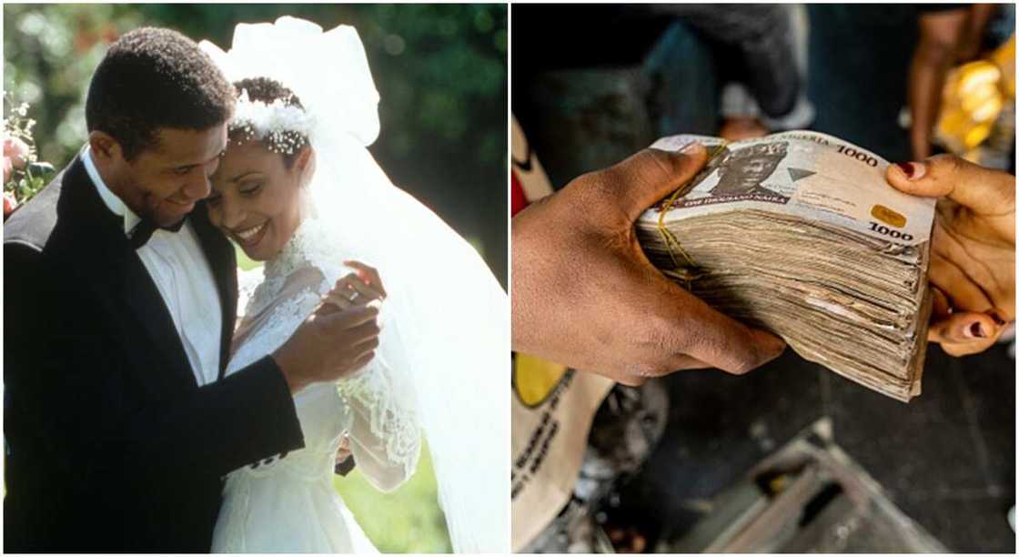 Photos of a bride and groom.