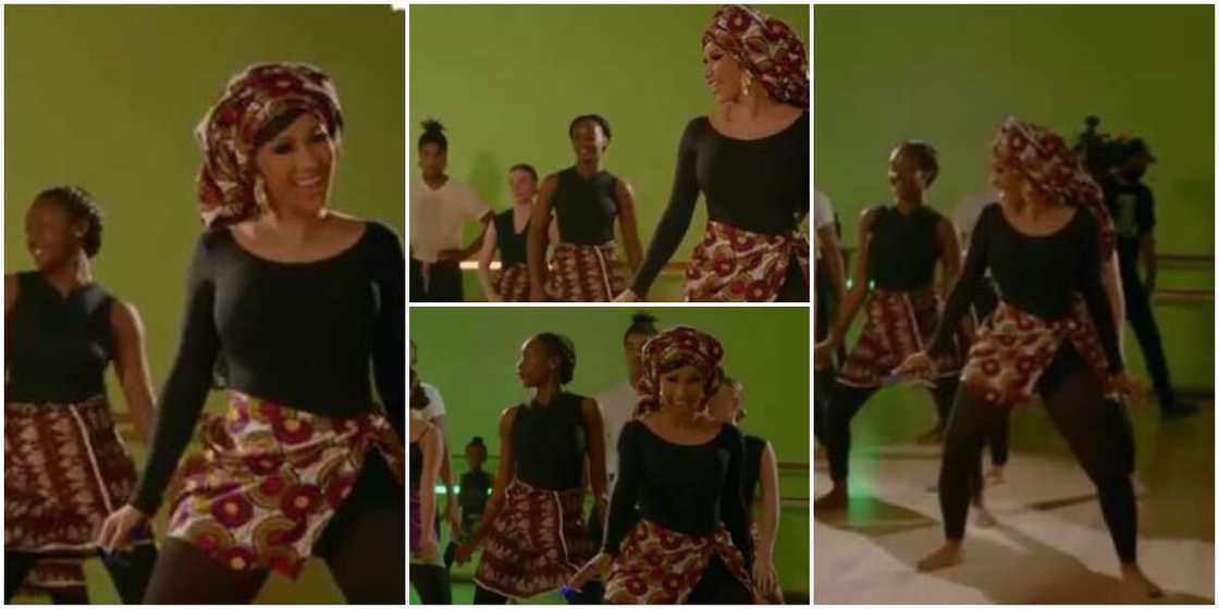 American rapper Cardi B stuns in headtie and wrapper as she learns African dance (video) American rapper Cardi B stuns in headtie and wrapper as she learns African dance (video)