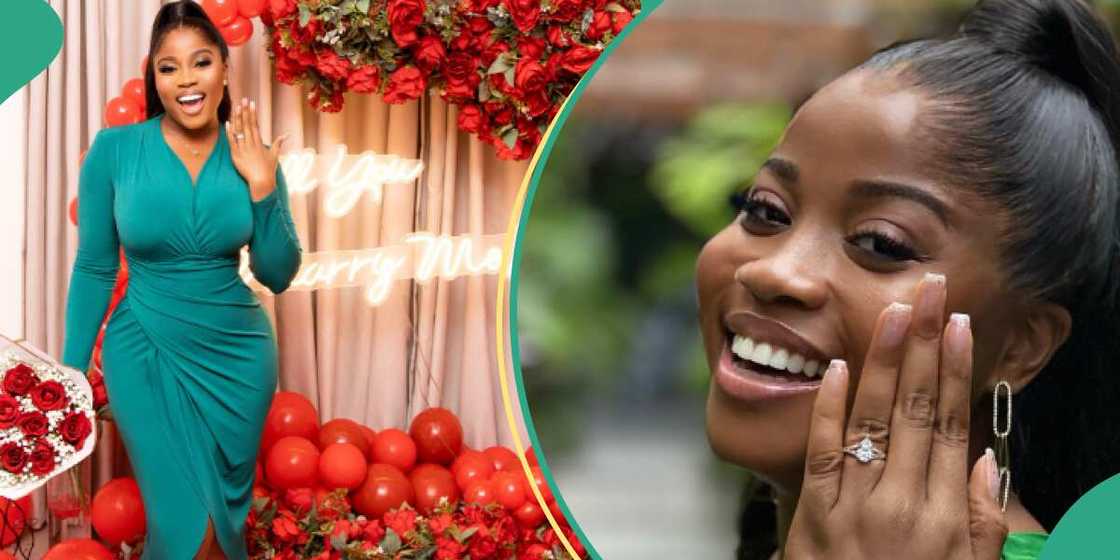 Veekee James announces engagement to lover. Veekee James announces engagement to lover.