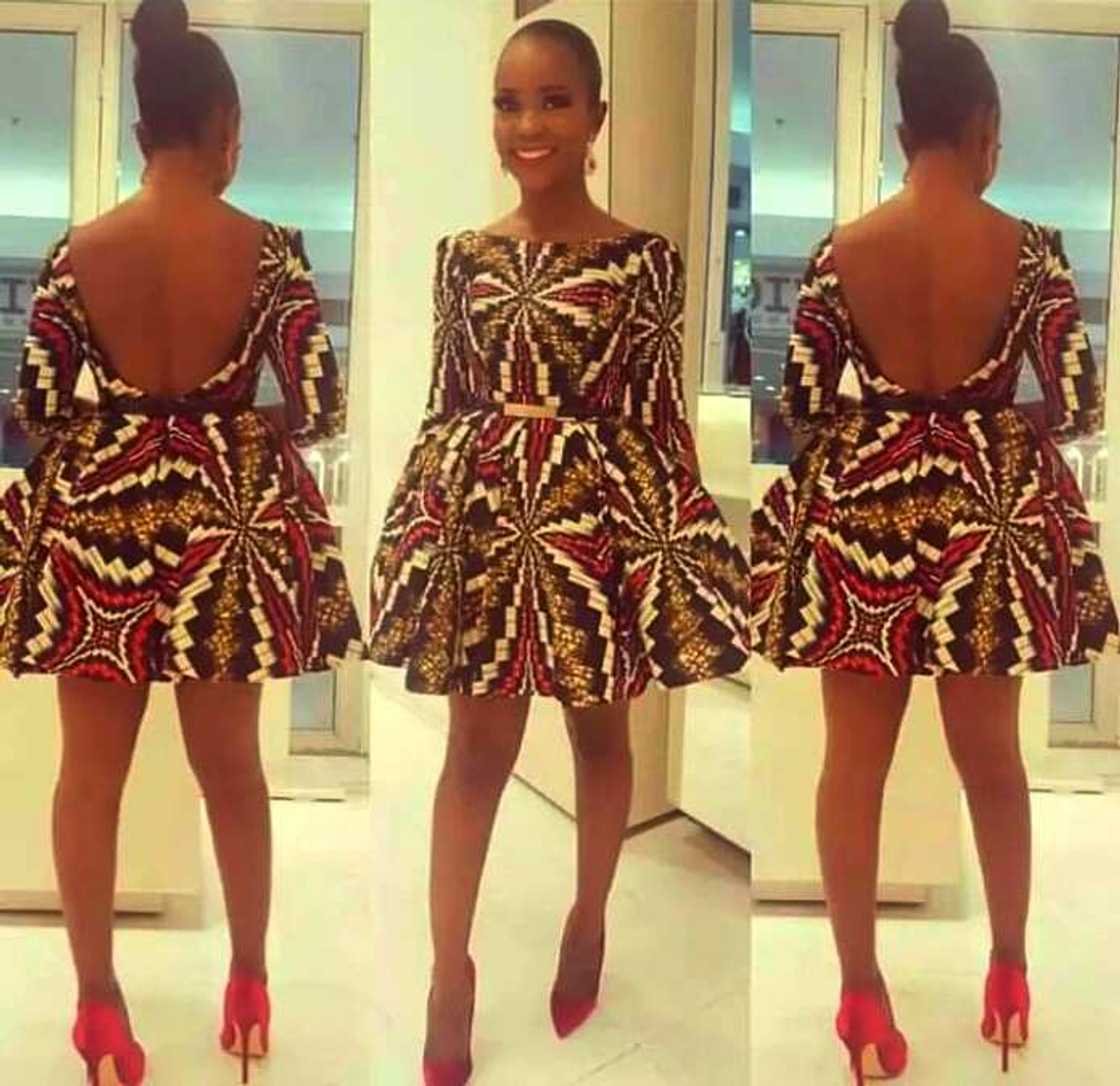 A line Ankara dress with open back A line Ankara dress with open back