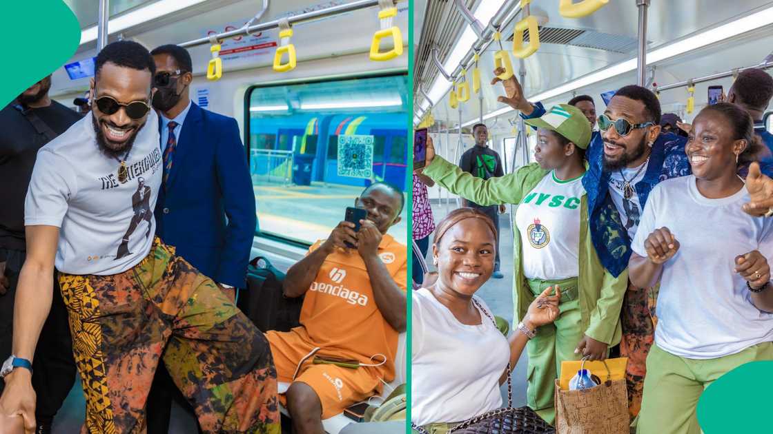 D'banj boards public transport.