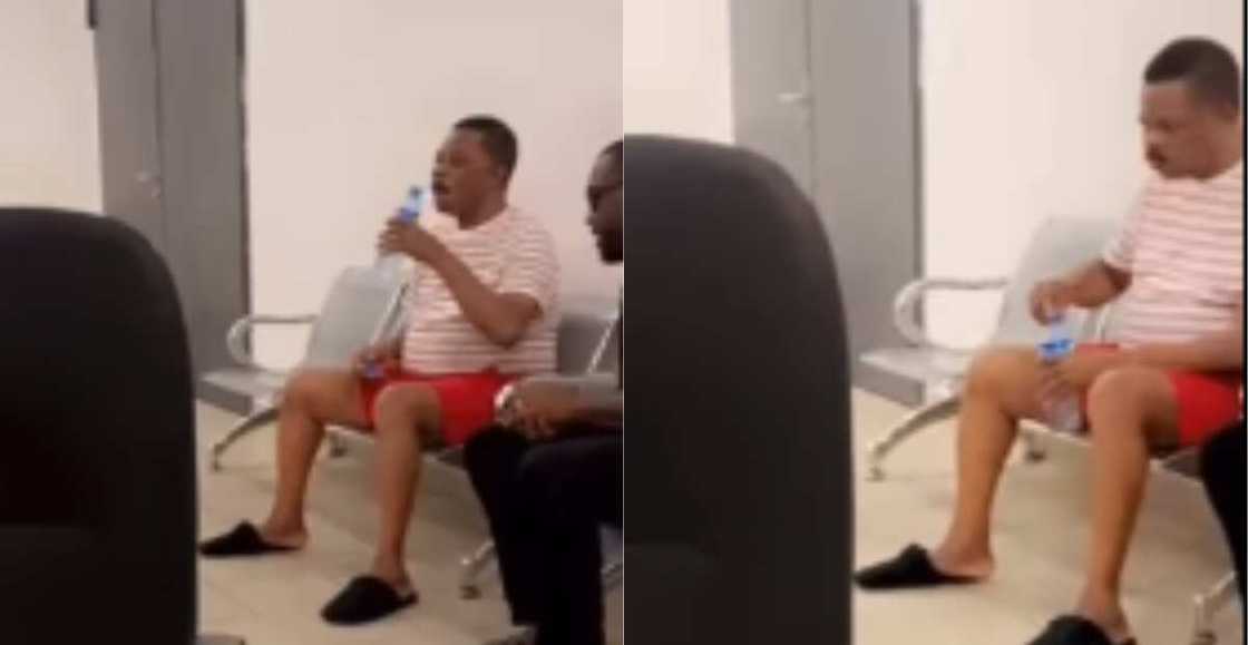 He looks unhappy: Video of Ex Anambra governor drinking bottled water inside EFCC office