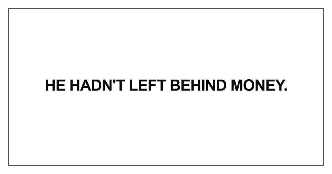 He hadn't left behind money He hadn't left behind money