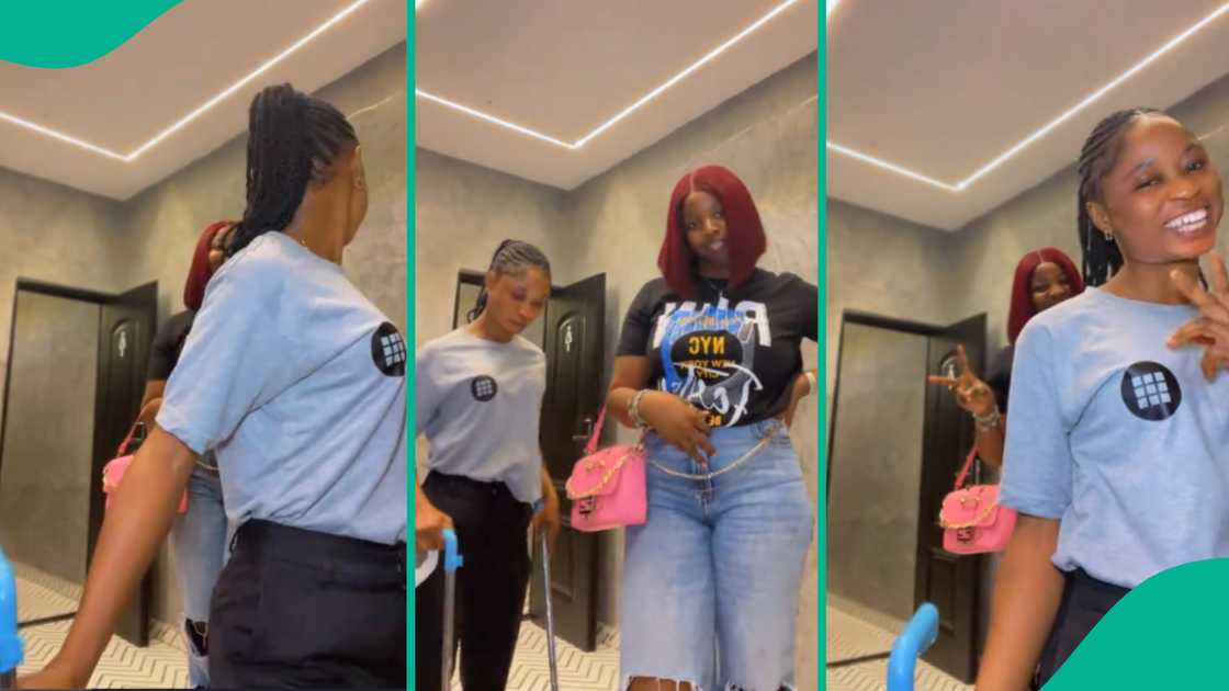 Lady makes cleaner join her video after she mistakenly interrupted her, clip trends Lady makes cleaner join her video after she mistakenly interrupted her, clip trends