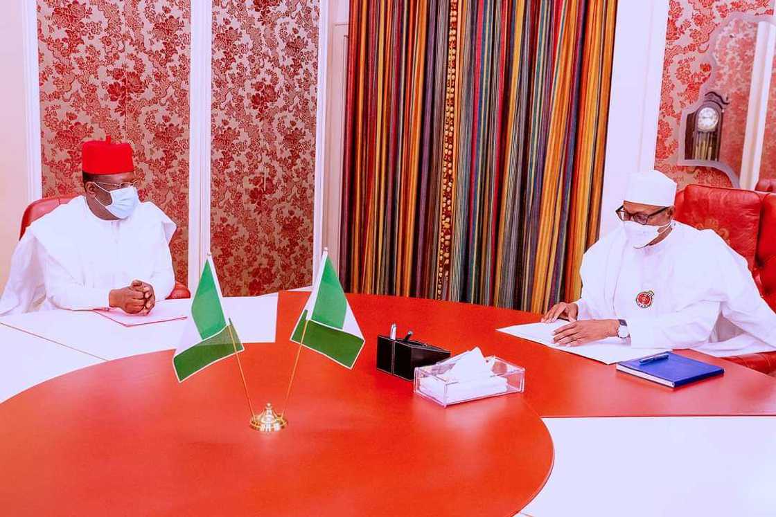 Gwamnan Ebonyi,David Umahi da shugaba Buhari Gwamnan Ebonyi,David Umahi da shugaba Buhari