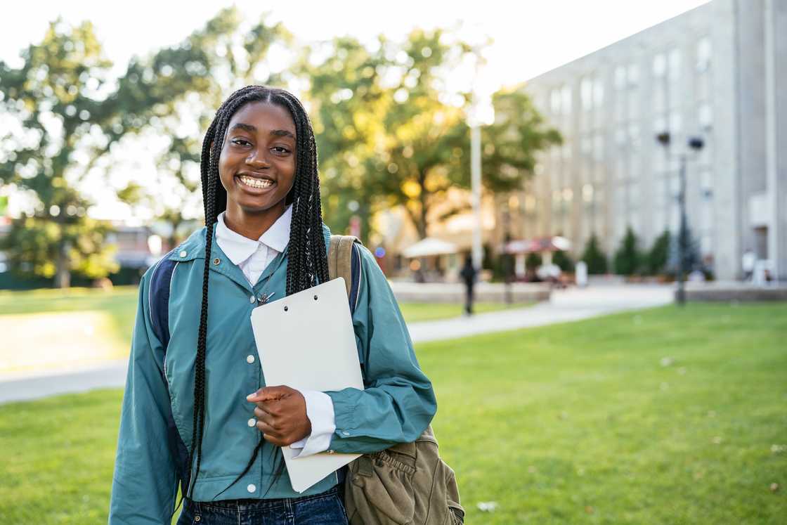 A young student smiling