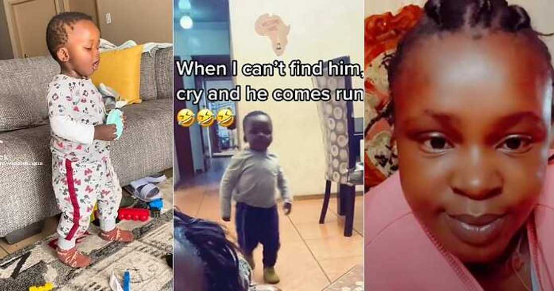 Little boy sees mother cry, runs to meet her, can't stand mother's tears, caring little boy