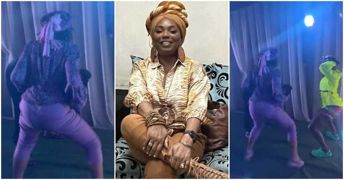 Fela's 61-year-old daughter Yeni Kuti dancing.