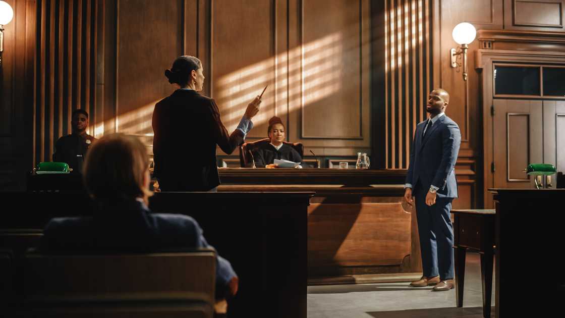 A court of law trial in session.