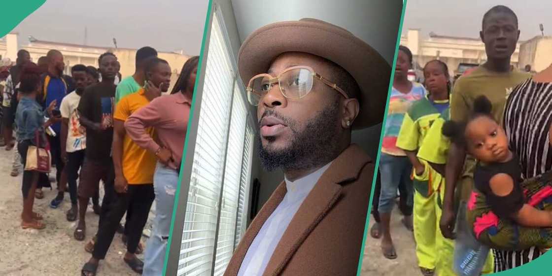 Clips of Nigerian youths lining the streets to collect Tunde Ednut's rice and chicken Clips of Nigerian youths lining the streets to collect Tunde Ednut's rice and chicken