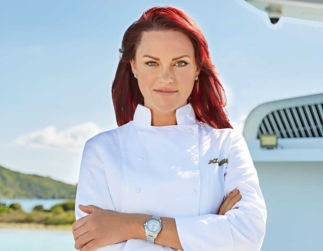 Rachel Hargrove poses standing on a boat Rachel Hargrove poses standing on a boat