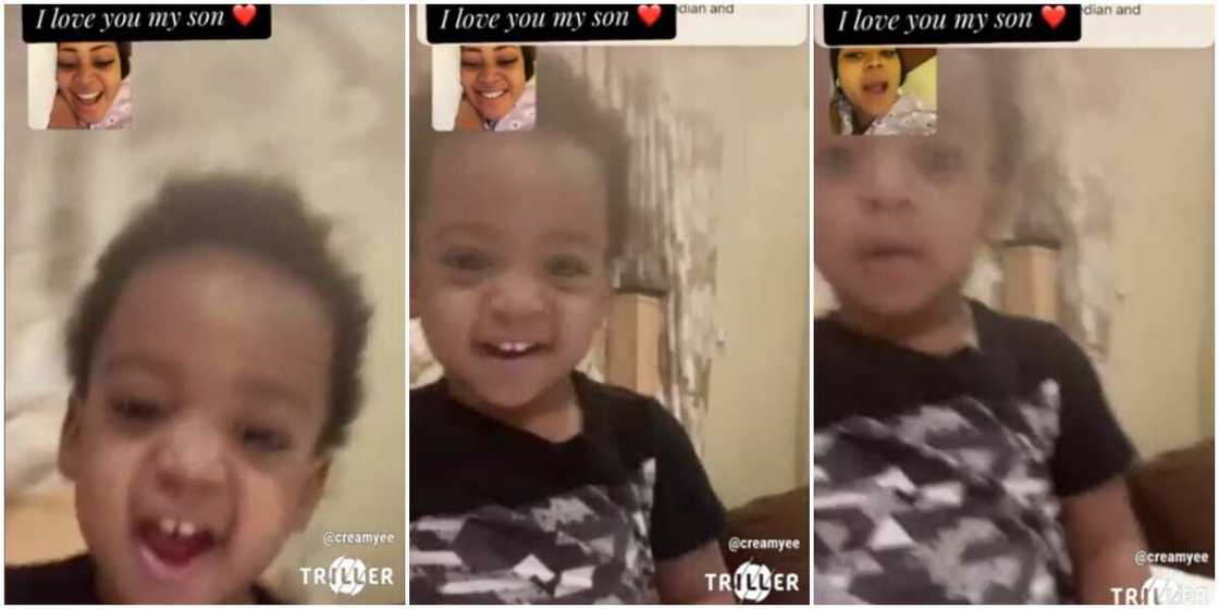 Actress Regina Daniels and son Munir