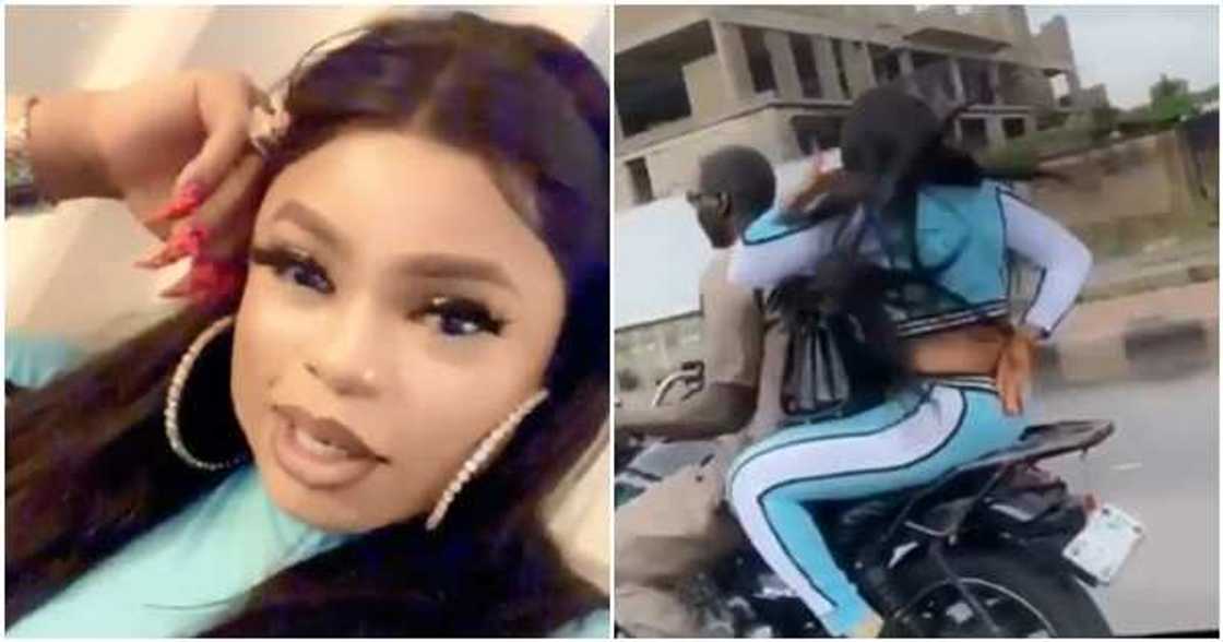 Bobrisky spotted riding on okada in Lagos as he tries to hide his face Bobrisky spotted riding on okada in Lagos as he tries to hide his face