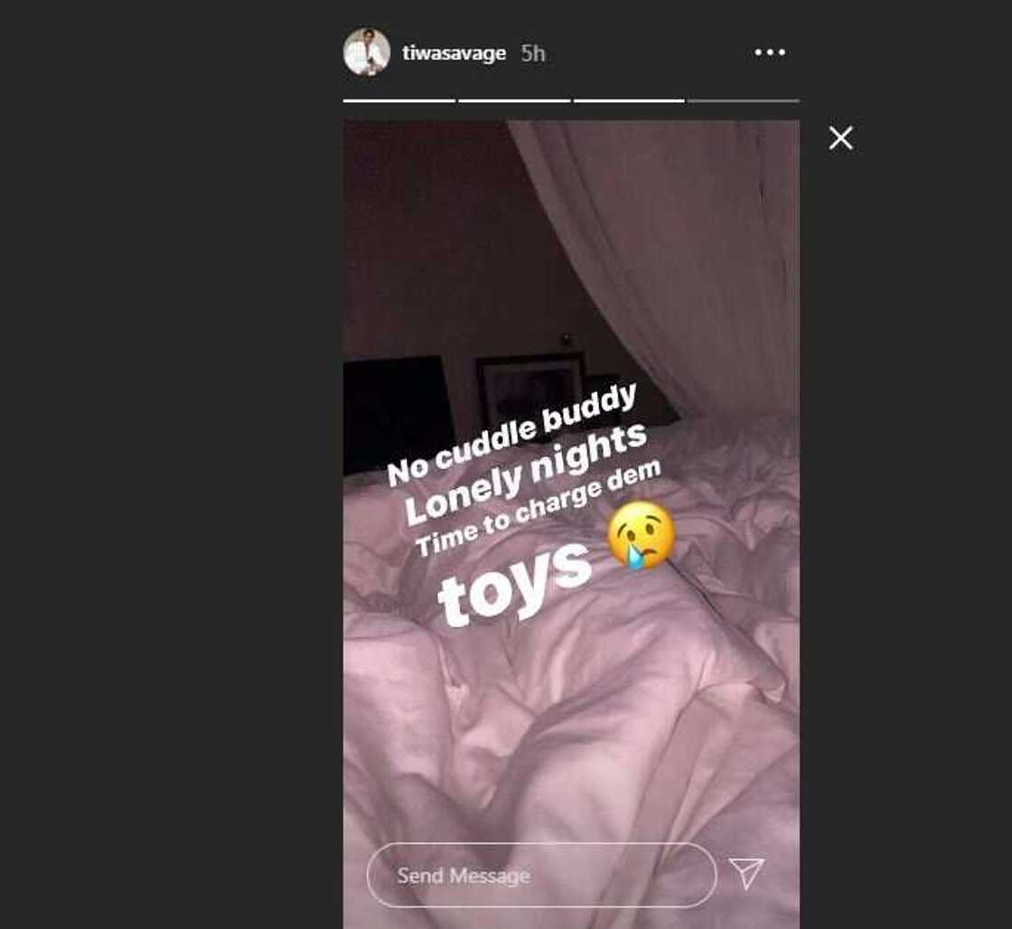 Coronavirus: Tiwa Savage complains of loneliness, vows to charge her ‘toys’ Coronavirus: Tiwa Savage complains of loneliness, vows to charge her ‘toys’