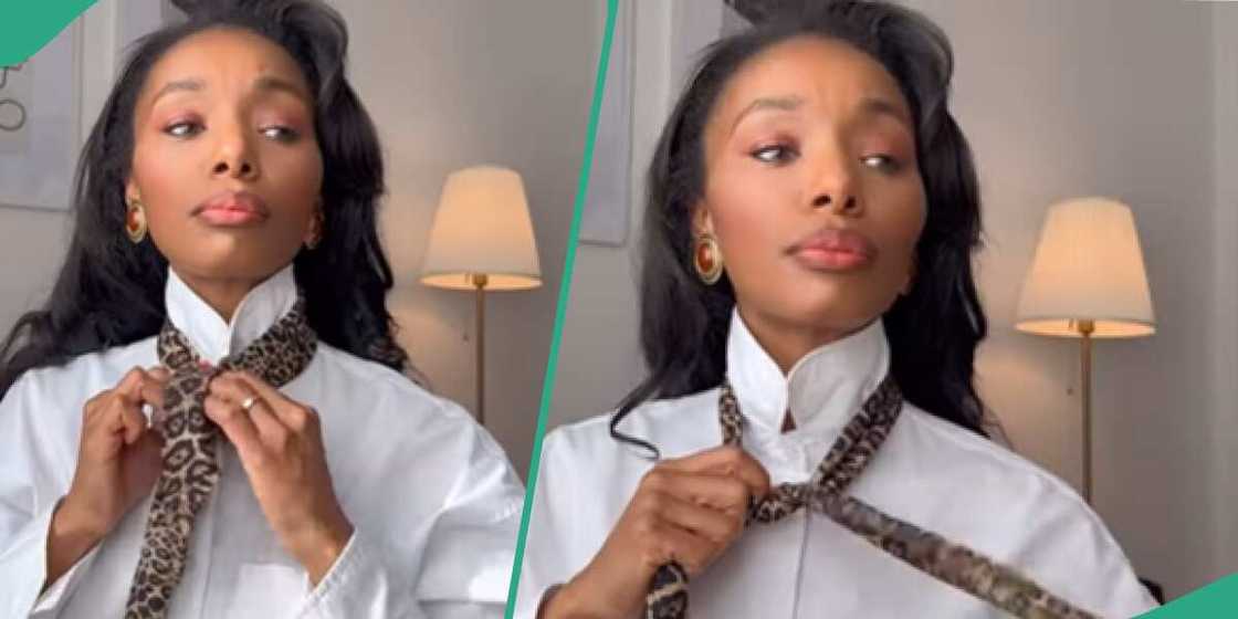 Lady teaches netizens ways to tie neck scarf Lady teaches netizens ways to tie neck scarf