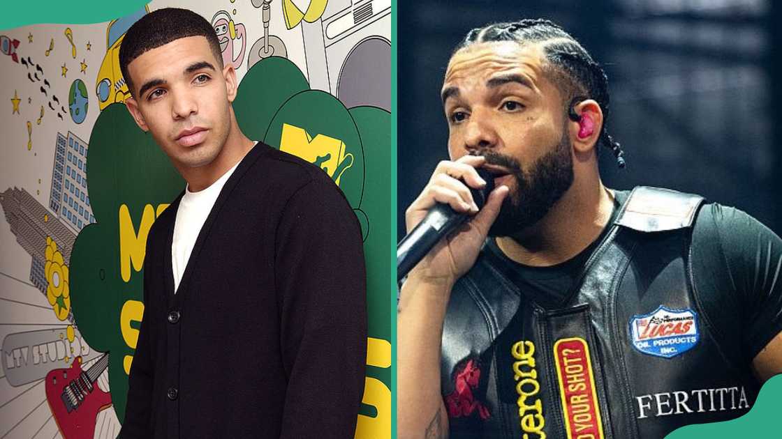 Drake poses for a picture at MTV Studios. The rapper performs at a concert. Drake poses for a picture at MTV Studios. The rapper performs at a concert.