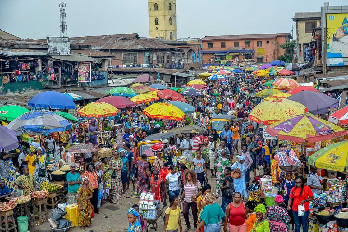 A market in Mushin A market in Mushin