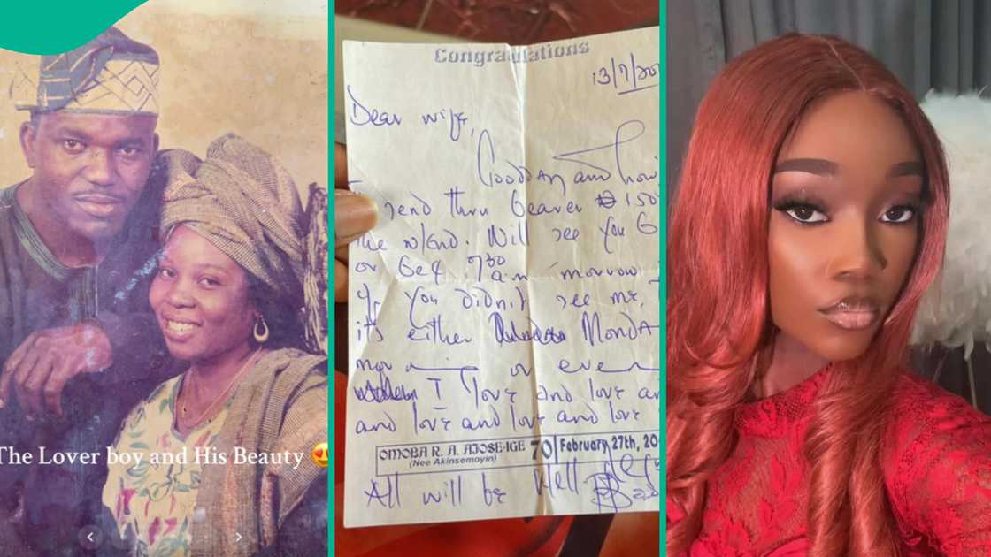 Reactions as lady displays letters her late dad sent her mum before she was given birth to