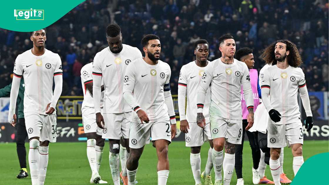 Reece James, Enzo Fernandez, Chelsea, Atalanta, Stadio di Bergamo, Italy, UEFA Champions League. Reece James, Enzo Fernandez, Chelsea, Atalanta, Stadio di Bergamo, Italy, UEFA Champions League.