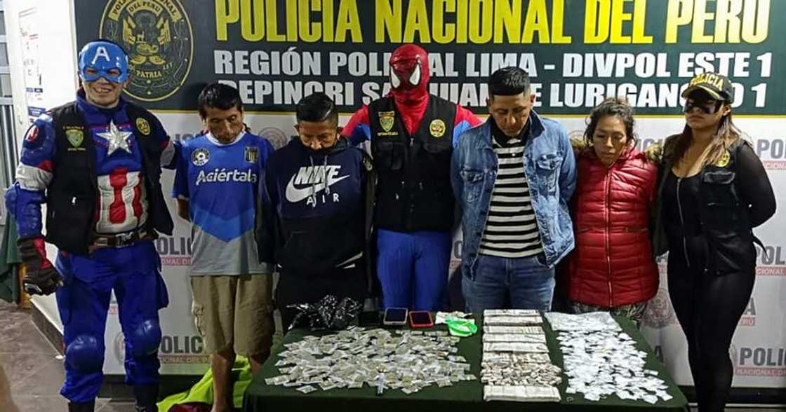 A police operation dubbed 'Marvel' after the comic book publisher of The Avengers, saw four officers dressed as superheroes help arrest four wanted drug dealers A police operation dubbed 'Marvel' after the comic book publisher of The Avengers, saw four officers dressed as superheroes help arrest four wanted drug dealers
