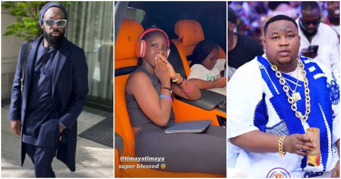 Singer Timaya with his daughter and Cubana Chiefpriest Singer Timaya with his daughter and Cubana Chiefpriest