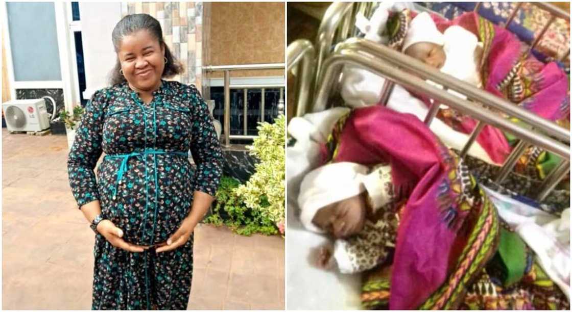 Photos of a pregnant woman and her twin babies. Photos of a pregnant woman and her twin babies.