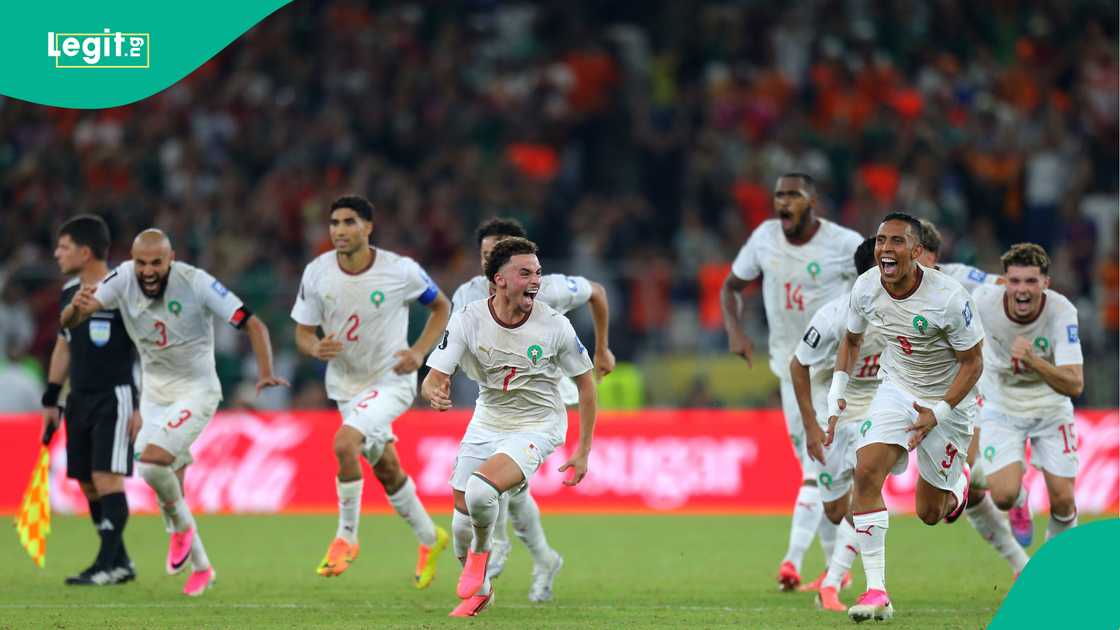Morocco players celebrating their victory during the against Netherlands. Photo by BSR Agency Morocco players celebrating their victory during the against Netherlands. Photo by BSR Agency