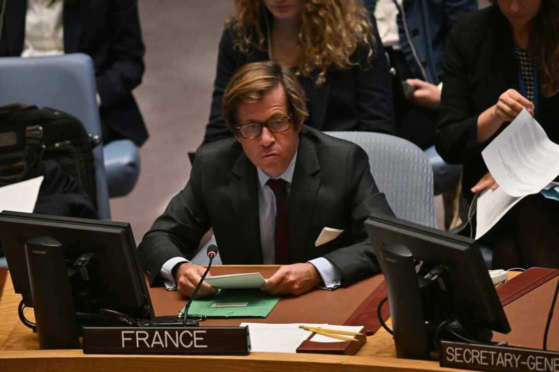 French ambassador to the United Nations Nicolas de Riviere speaks at a Security Council meeting on October 21, 2022 French ambassador to the United Nations Nicolas de Riviere speaks at a Security Council meeting on October 21, 2022