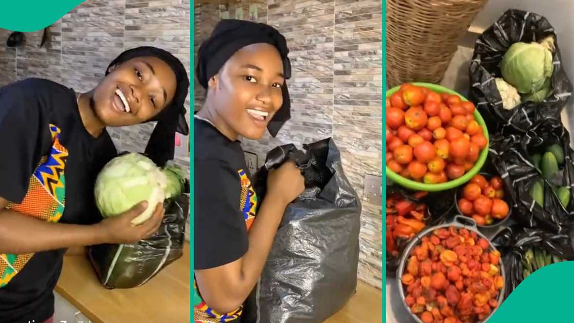 Lady posts video of the foodstuffs she purchased with N11,000. Lady posts video of the foodstuffs she purchased with N11,000.