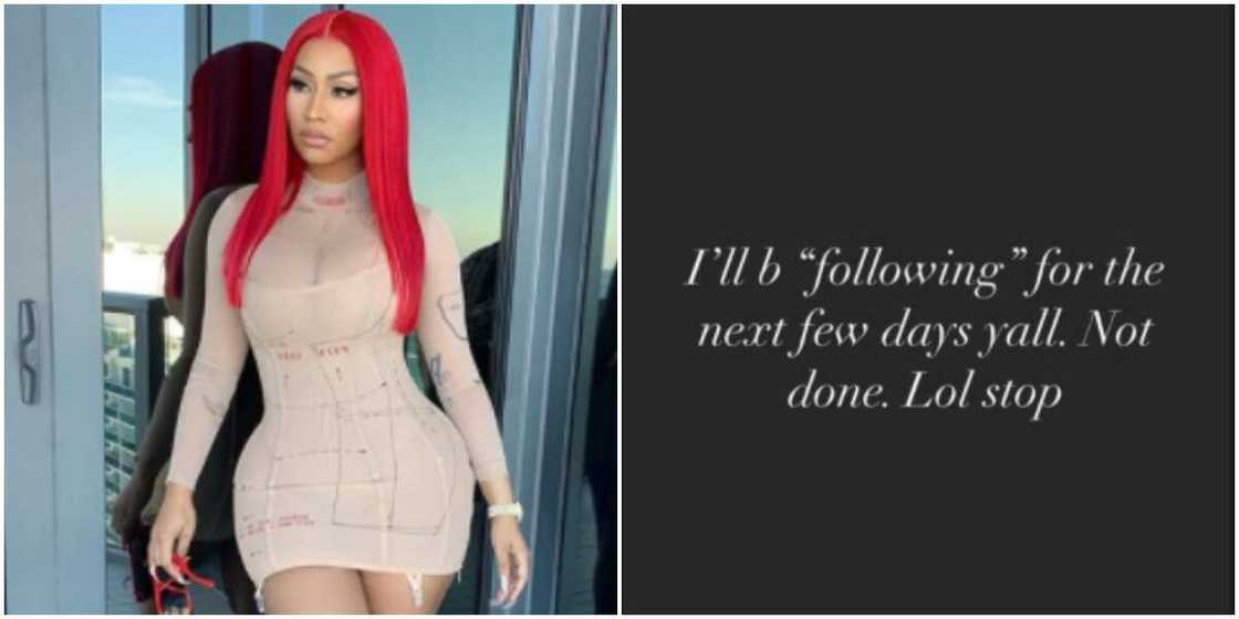 Nicki Minaj reveals she is on a following spree Nicki Minaj reveals she is on a following spree
