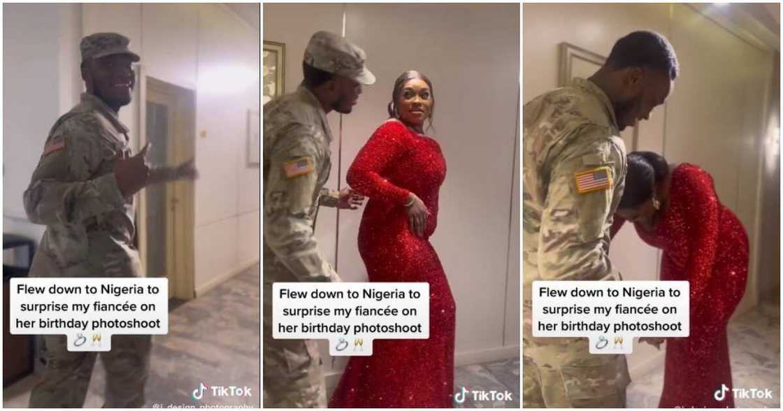 US soldier, Nigeria, flew into Nigeria to surprise fiance, birthday photoshoot, happy US soldier, Nigeria, flew into Nigeria to surprise fiance, birthday photoshoot, happy