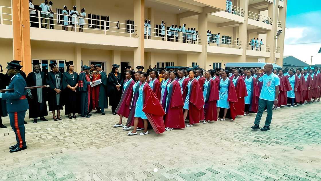 Nigerian Army College of Nursing's B.NSc. students walk during their maiden matriculation ceremony.