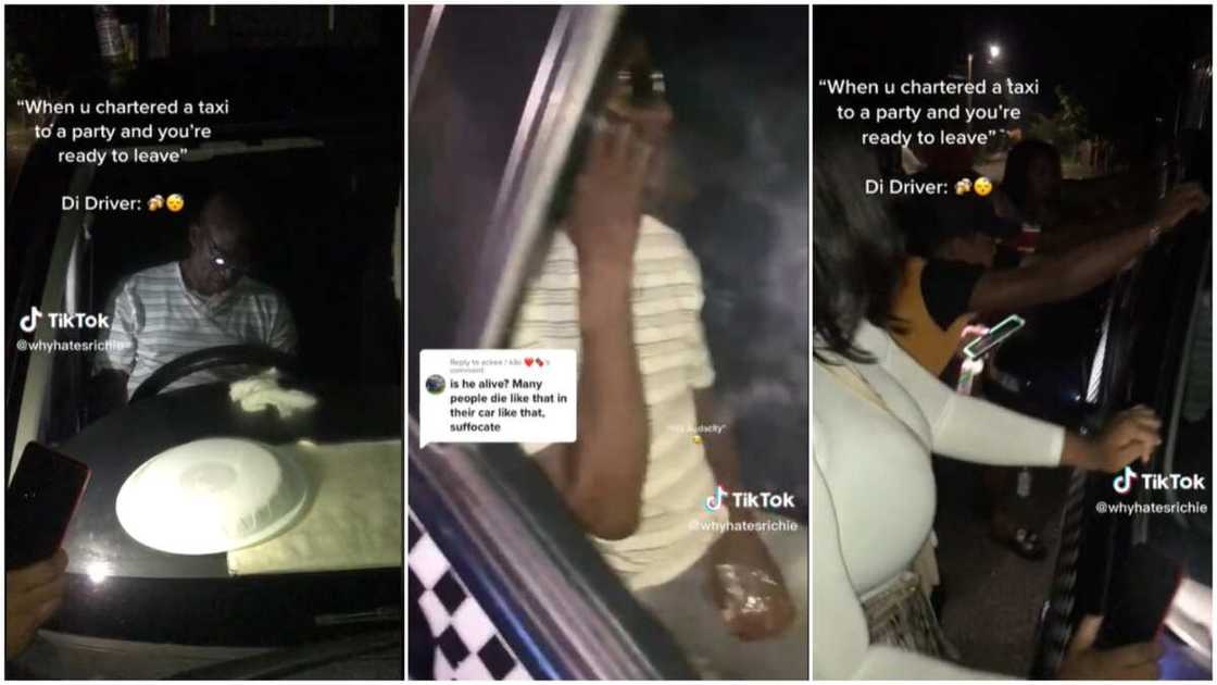 Taxi driver getting drunk/people tried to wake driver up. Taxi driver getting drunk/people tried to wake driver up.