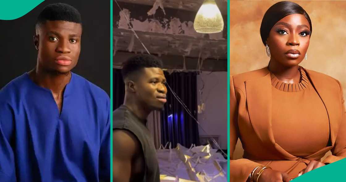 Zicsaloma and Bolaji Ogunmola share videos of their fallen POP ceiling. Zicsaloma and Bolaji Ogunmola share videos of their fallen POP ceiling.