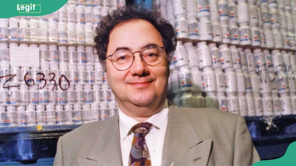 Barry Sherman smiling in a pharmaceutical storage warehouse Barry Sherman smiling in a pharmaceutical storage warehouse