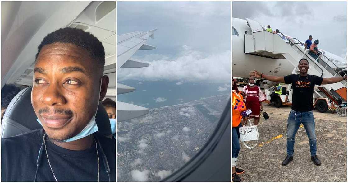 Chukwuma Ezeh, HappiVibe, finally boards aeroplane, breaks jinx Chukwuma Ezeh, HappiVibe, finally boards aeroplane, breaks jinx
