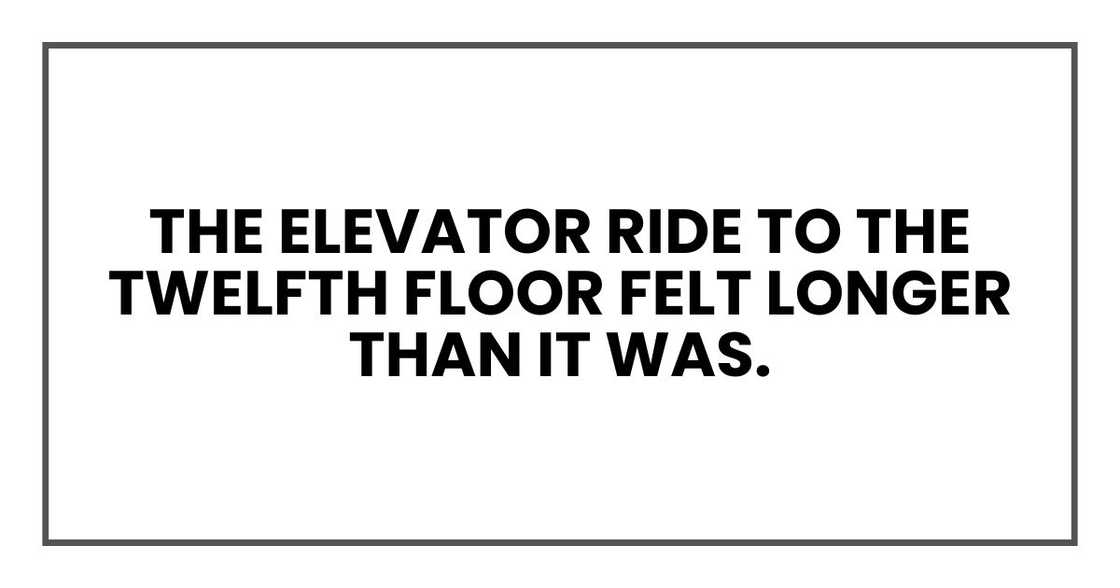 The elevator ride to the twelfth floor felt longer than it was.