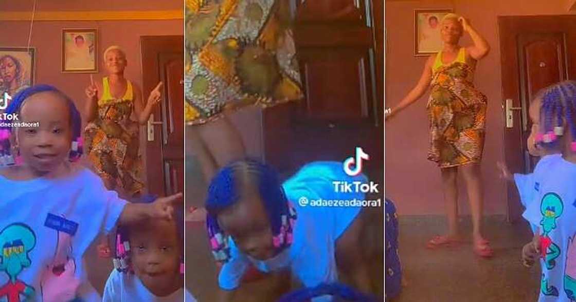 Twin girls dance with mum, twin daughters, dance competition