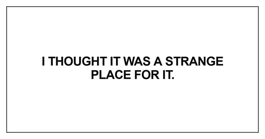 I thought it was a strange place for it I thought it was a strange place for it