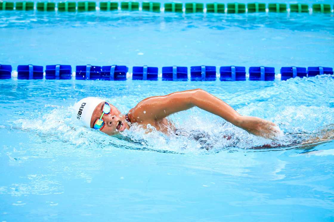 A person swimming A person swimming