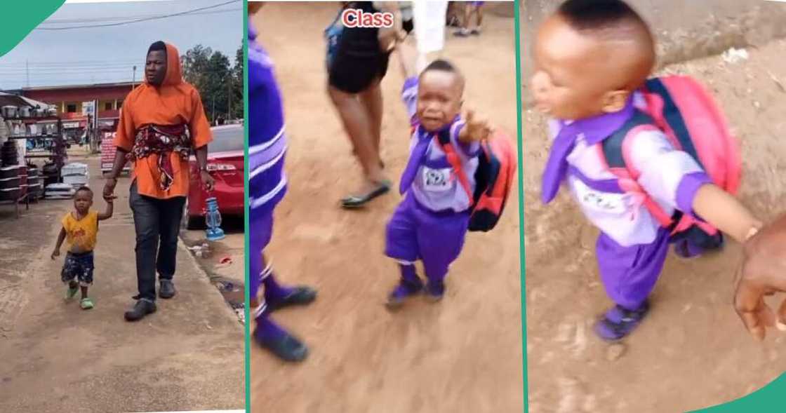 Little boy sheds tears at school, calls out to dad as he refuses to enter his class Little boy sheds tears at school, calls out to dad as he refuses to enter his class