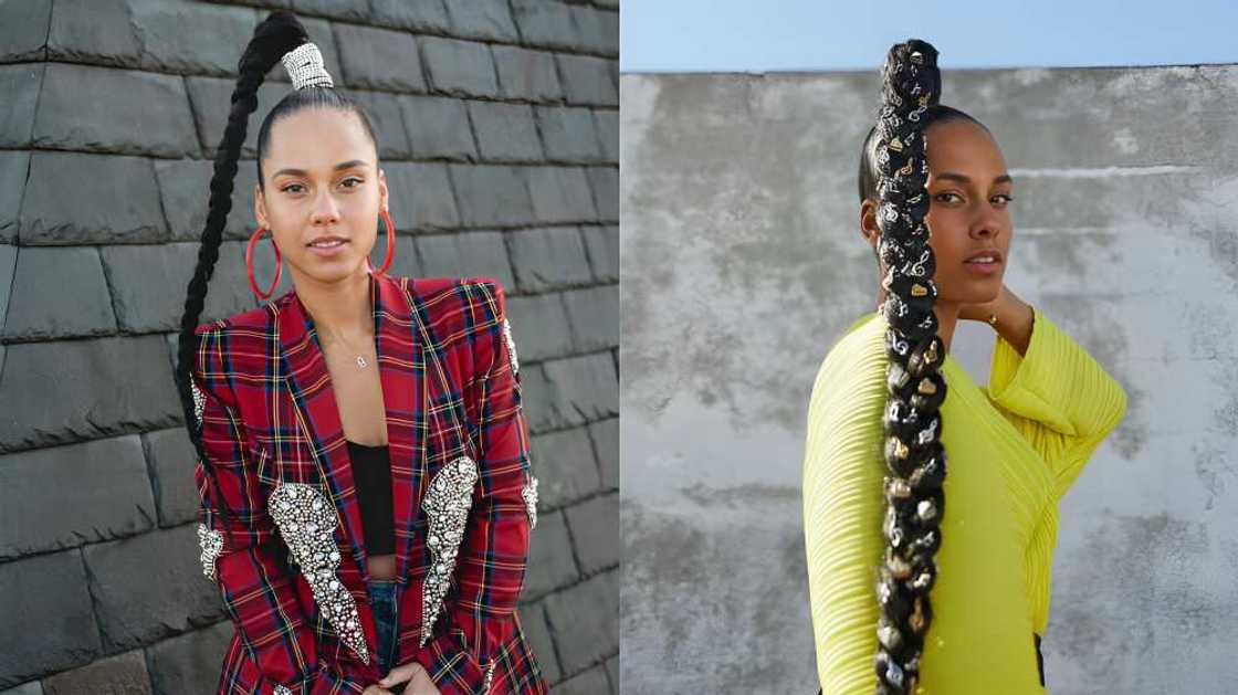 Alicia Keys' braided ponytail hairstyles Alicia Keys' braided ponytail hairstyles