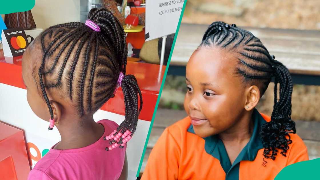 Girls wearing double braided ponytails Girls wearing double braided ponytails