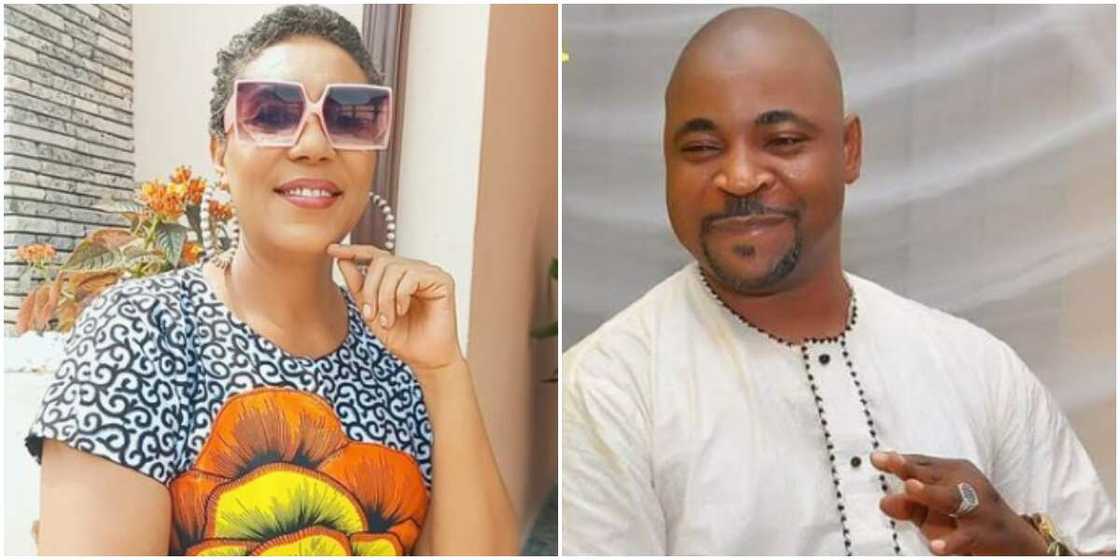 Actress Shan George and MC Oluomo Actress Shan George and MC Oluomo