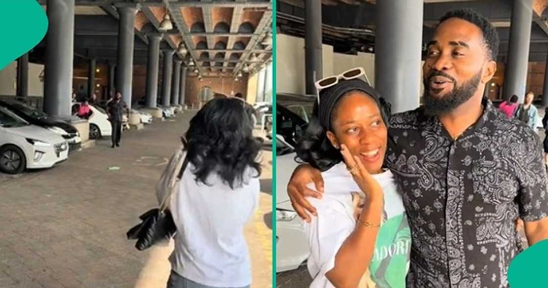 Lady sees actor Uzor Arukwe at car park, runs to hug him. Lady sees actor Uzor Arukwe at car park, runs to hug him.