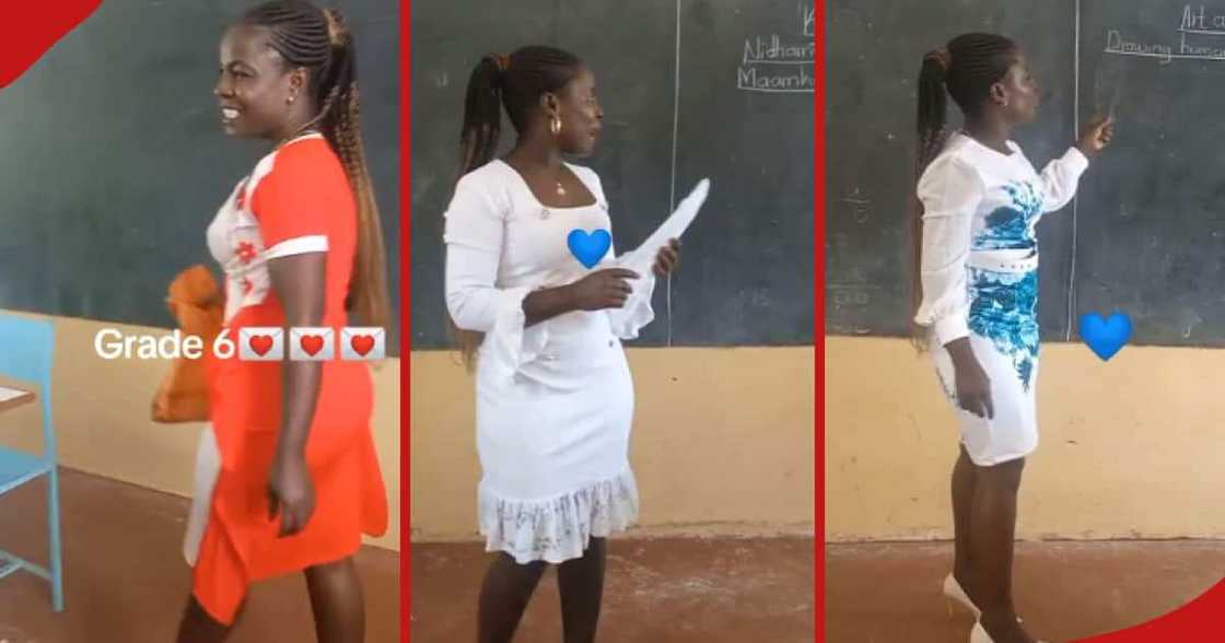 Teacher Christine in her stylish outfits during class.