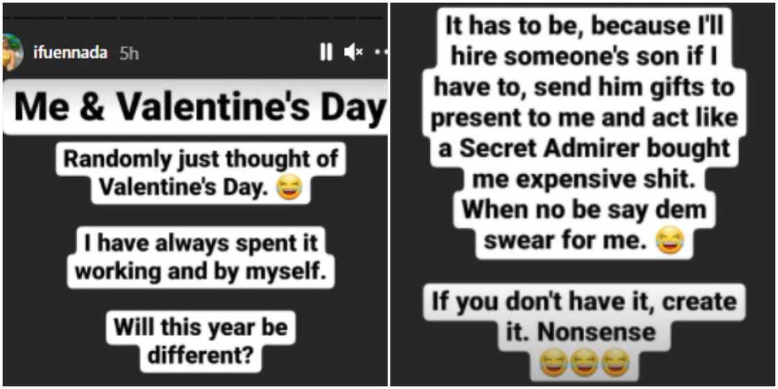 BBNaija's Ifu Ennada says she has always spent Valentine's day alone BBNaija's Ifu Ennada says she has always spent Valentine's day alone