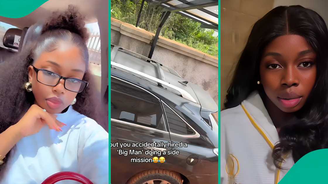 Lady displays the kind of car that an electrician drove to her house. Lady displays the kind of car that an electrician drove to her house.