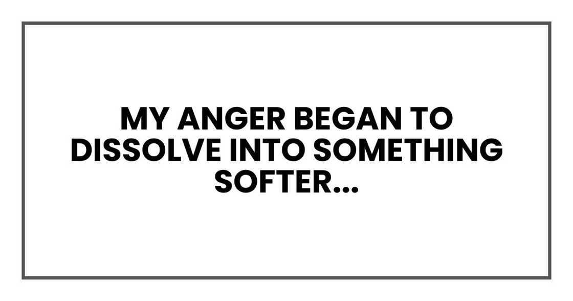 My anger began to dissolve into something softer and more complicated. My anger began to dissolve into something softer and more complicated.